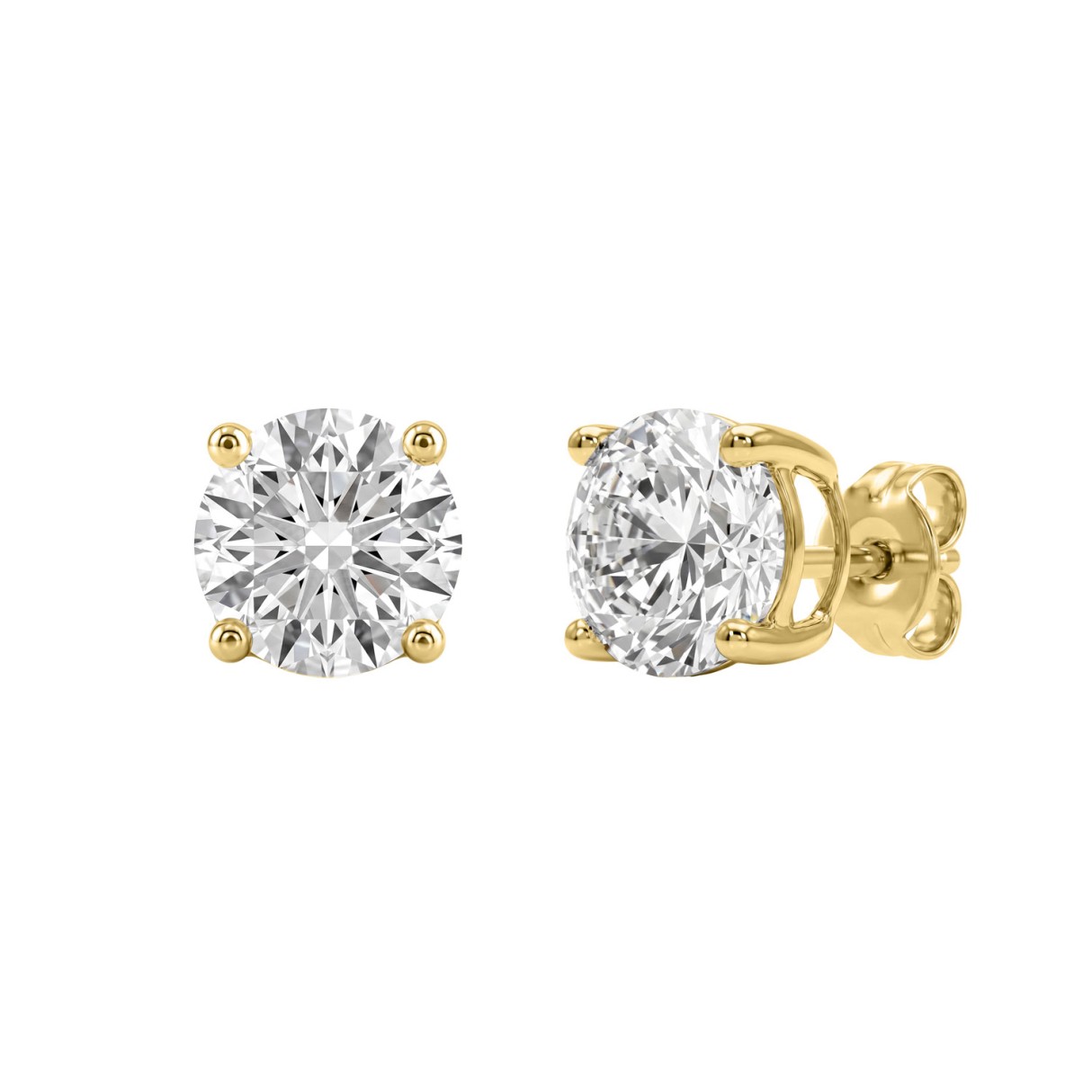 14K Yellow Gold 4.00 Ct Lab Grown Round Diamond Stud Earrings Brilliant Cut Diamond Earrings For Women