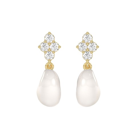 10K Yellow Gold 1/4CT Round Diamond With Pearl Drop Dangle Earrings (Color F-G -Clarity VS1/VS2) 10K Yellow Gold 1/4CT Round Diamond With Pearl Drop Dangle Earrings (Color F-G -Clarity VS1/VS2)