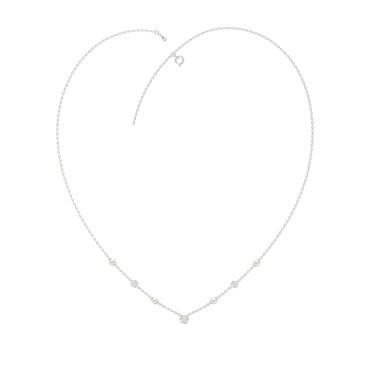 10K White Gold 3/4CT Round Diamond With Pearl Fashion Necklace (Color F-G -Clarity VS1/VS2)
