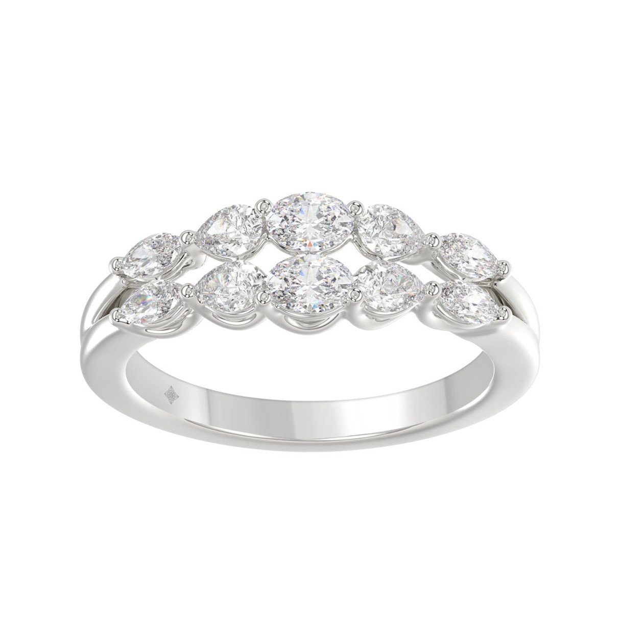 1.00CT Oval, Pear, Marquise Lab-Grown Diamond 14K White Gold Ladies Band (Color F-G -Clarity VS1/VS2)