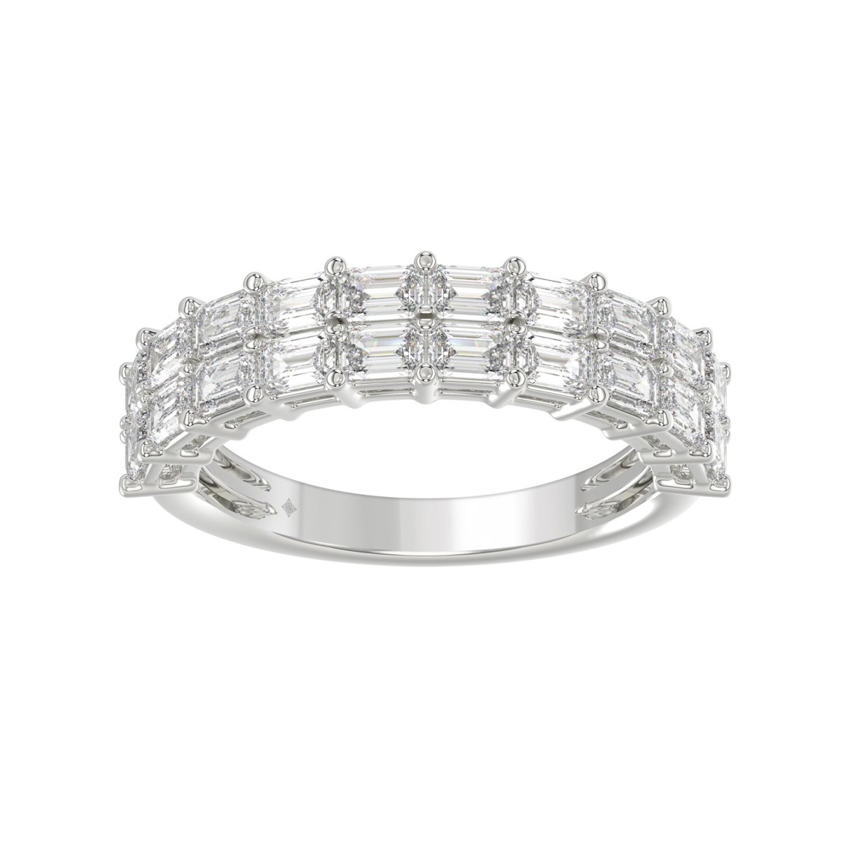 Real 14K White Gold 2.00CT Emerald Lab-Grown Diamond Ladies Band (Color F-G -Clarity VS1/VS2)