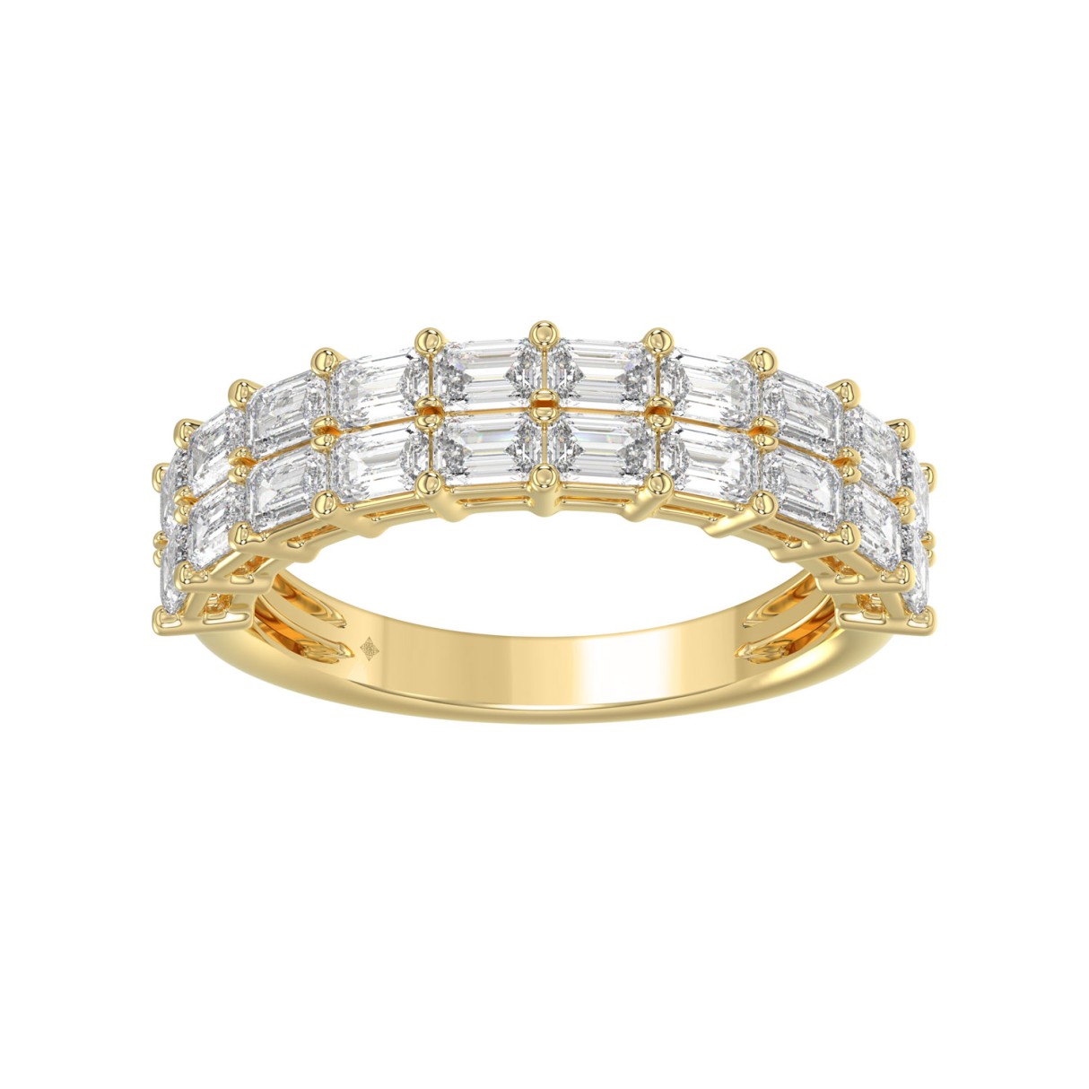 Real 14K Yellow Gold 2.00CT Emerald Lab-Grown Diamond Ladies Band (Color F-G -Clarity VS1/VS2)
