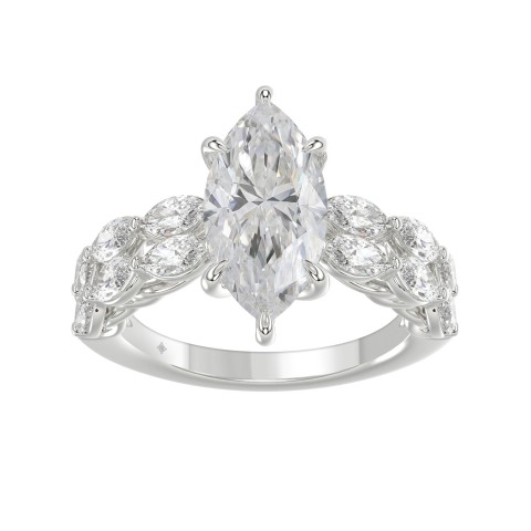 Solid 14K White Gold 4 1/5CT Marquise Lab-Grown Diamond Ladies Engagement Ring (Color F-G -Clarity VS1/VS2) Solid 14K White Gold 4 1/5CT Marquise Lab-Grown Diamond Ladies Engagement Ring (Color F-G -Clarity VS1/VS2)