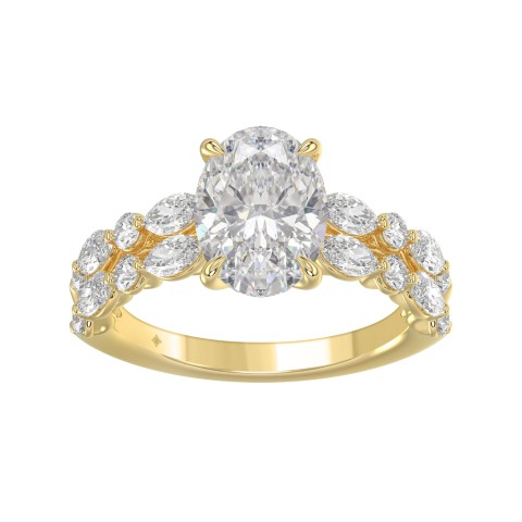 4 1/6CT Oval, Marquise & Round Lab-Grown Diamond Solid 14K Yellow Gold Ladies Engagement Ring (Color F-G -Clarity VS1/VS2) 4 1/6CT Oval, Marquise & Round Lab-Grown Diamond Solid 14K Yellow Gold Ladies Engagement Ring (Color F-G -Clarity VS1/VS2)
