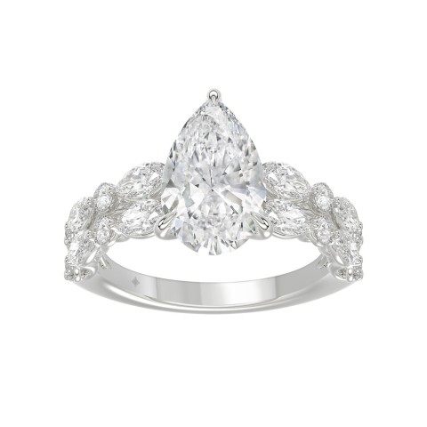 Real 14K White Gold 4 1/3CT Pear, Marquise & Round Lab-Grown Diamond Ladies Engagement Ring (Color F-G -Clarity VS1/VS2) Real 14K White Gold 4 1/3CT Pear, Marquise & Round Lab-Grown Diamond Ladies Engagement Ring (Color F-G -Clarity VS1/VS2)