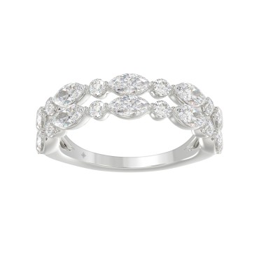 1 3/4CT Marquise & Round Lab-Grown Diamond Ladies Band Solid 14K White Gold (Color F-G -Clarity VS1/VS2) 