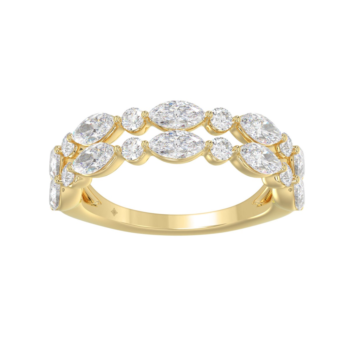 1 3/4CT Marquise & Round Lab-Grown Diamond Ladies Band Solid 14K Yellow Gold (Color F-G -Clarity VS1/VS2) 