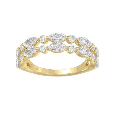 1 3/4CT Marquise & Round Lab-Grown Diamond Ladies Band Solid 14K Yellow Gold (Color F-G -Clarity VS1/VS2) 