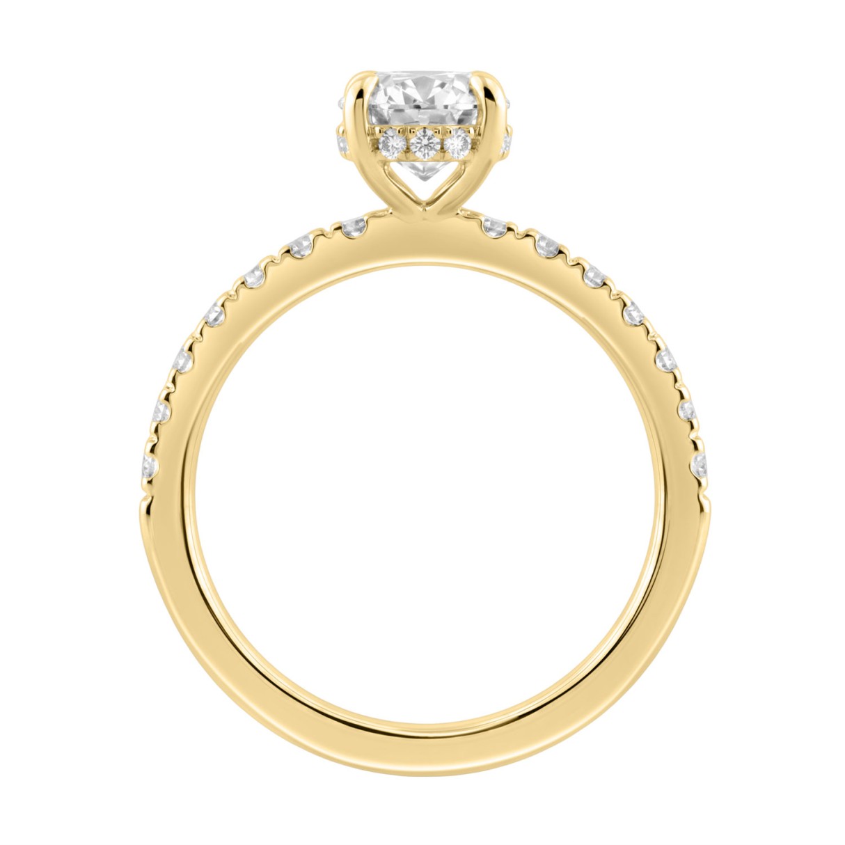 Luxury 14K Yellow Gold 2.00Ct Oval Diamond Engagement Ring With Hidden Halo And Round Diamonds 1 1/2Ct Oval Center Stone (Color F-G -Clarity Vs1/Vs2)