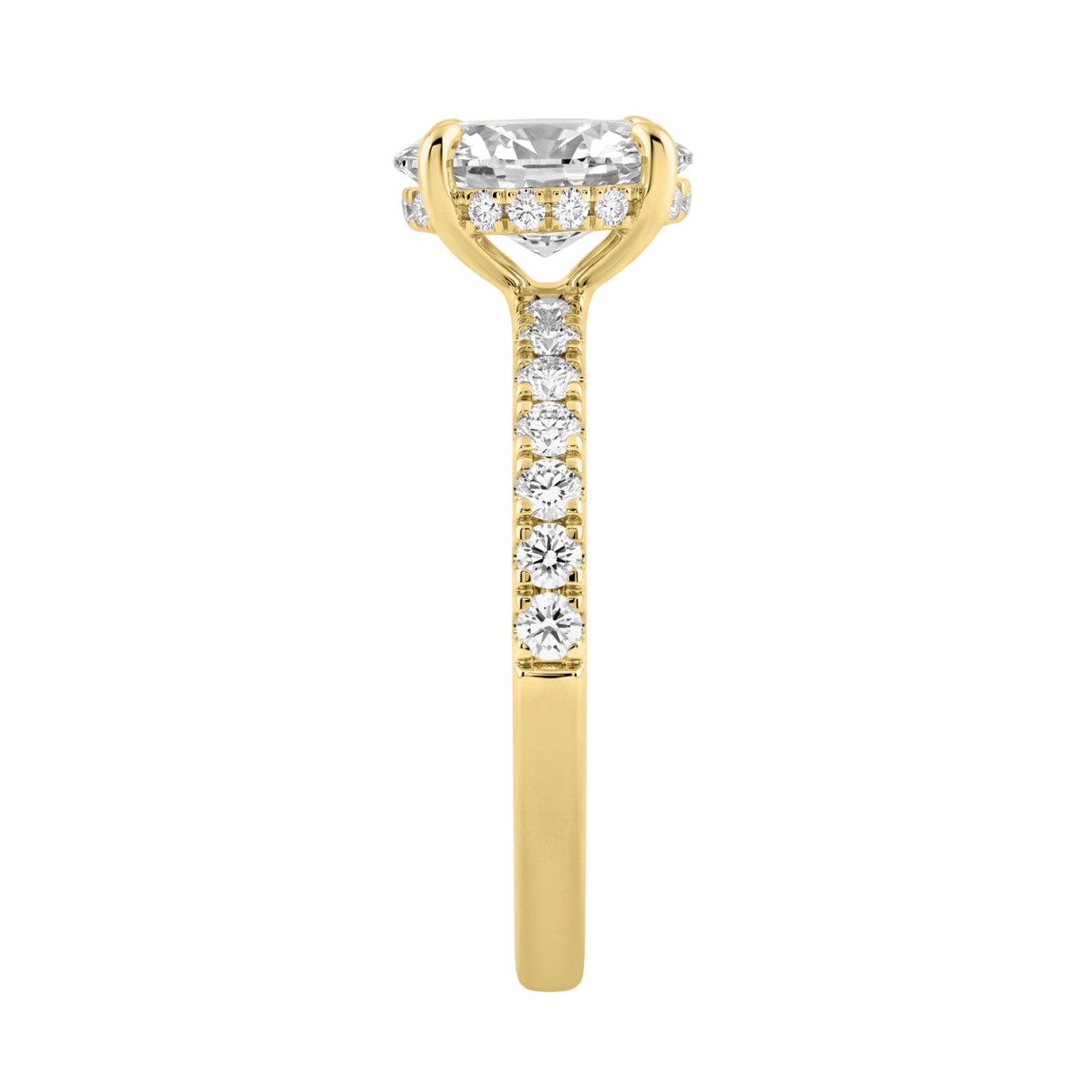 Luxury 14K Yellow Gold 2.00Ct Oval Diamond Engagement Ring With Hidden Halo And Round Diamonds 1 1/2Ct Oval Center Stone (Color F-G -Clarity Vs1/Vs2)
