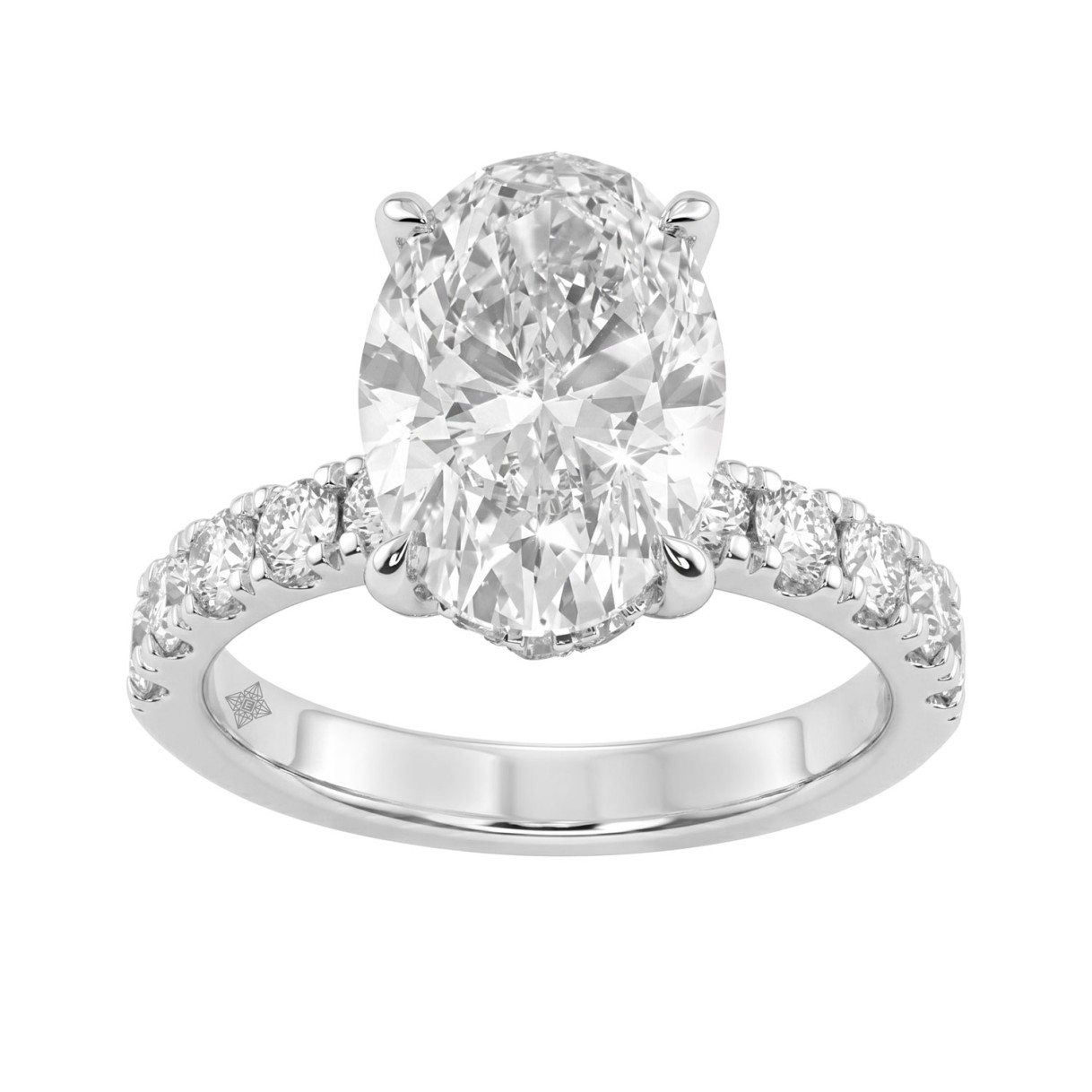 Luxury 14K White Gold 5.00Ct Oval Diamond Engageme...