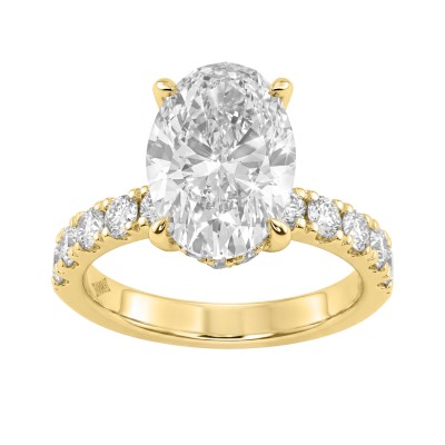 Luxury 14K Yellow Gold 5.00Ct Oval Diamond Engagement Ring With Hidden Halo And Round Diamonds 4.00Ct Oval Center Stone (Color F-G -Clarity Vs1/Vs2)