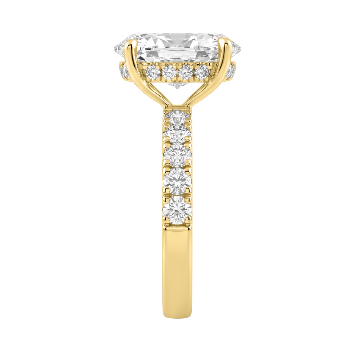 Luxury 14K Yellow Gold 5.00Ct Oval Diamond Engagement Ring With Hidden Halo And Round Diamonds 4.00Ct Oval Center Stone (Color F-G -Clarity Vs1/Vs2)