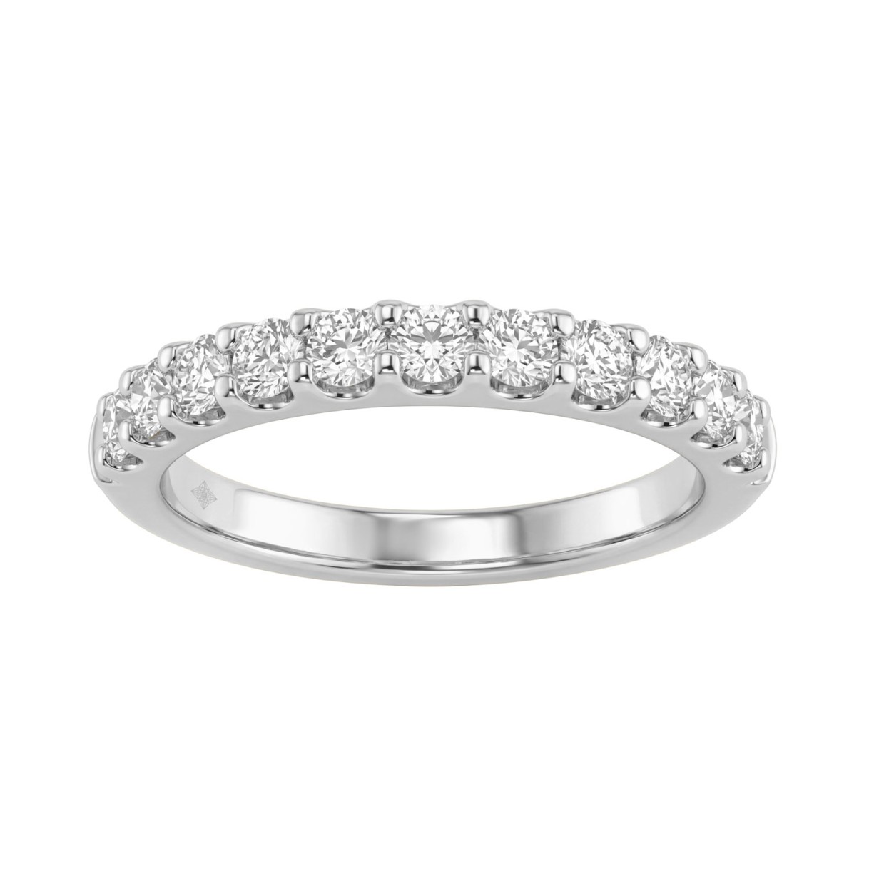 Elegant 14K White Gold Ladies Diamond Wedding Band With 0.75Ctct Round Diamonds