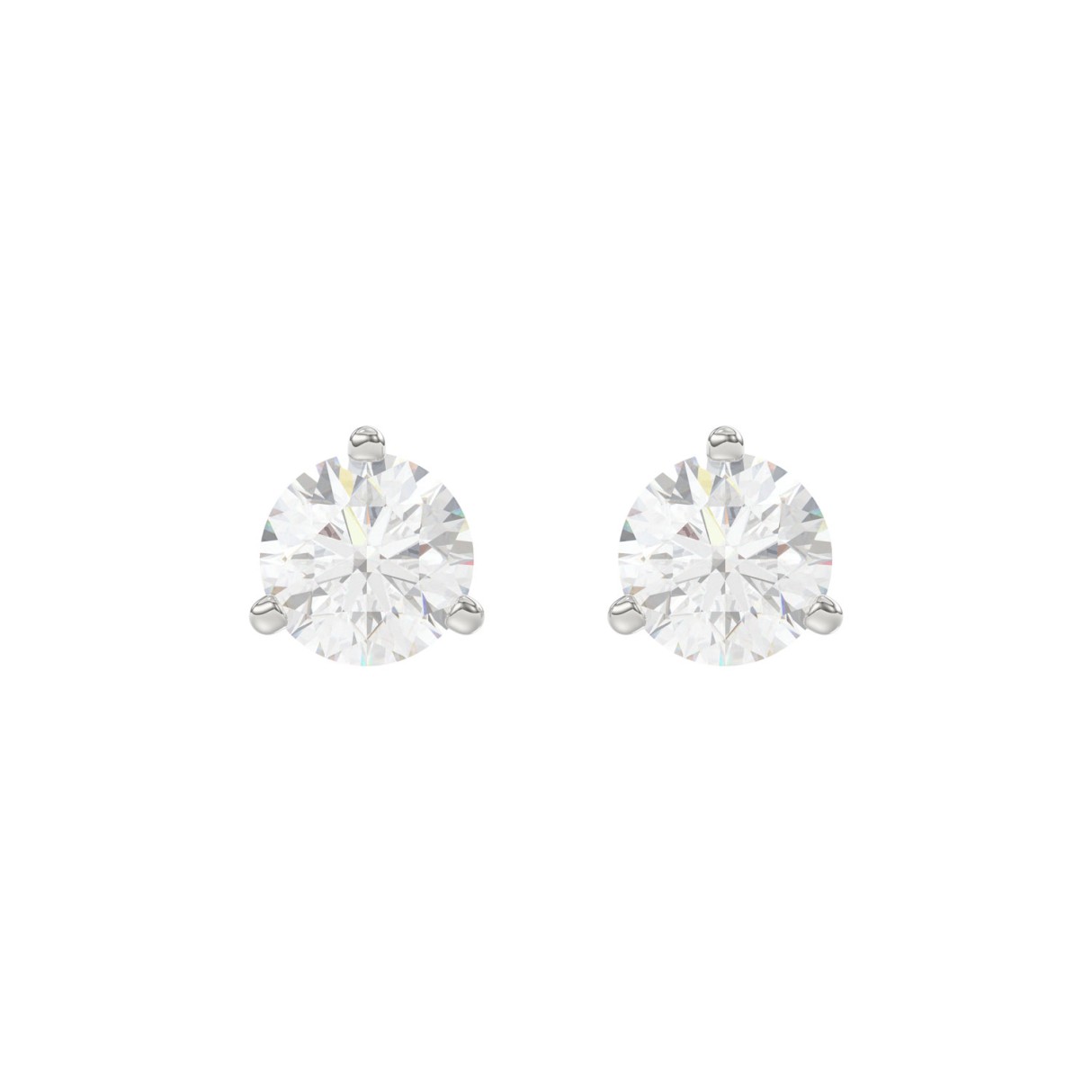 14K White Gold 3.00CT Round Brilliant Diamond Solitaire Stud Earrings for Women Fine Jewelry