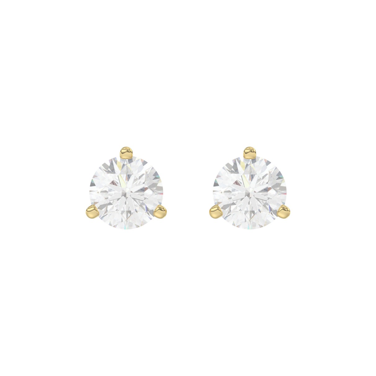 14K Yellow Gold 3.00CT Round Brilliant Diamond Solitaire Stud Earrings for Women Fine Jewelry