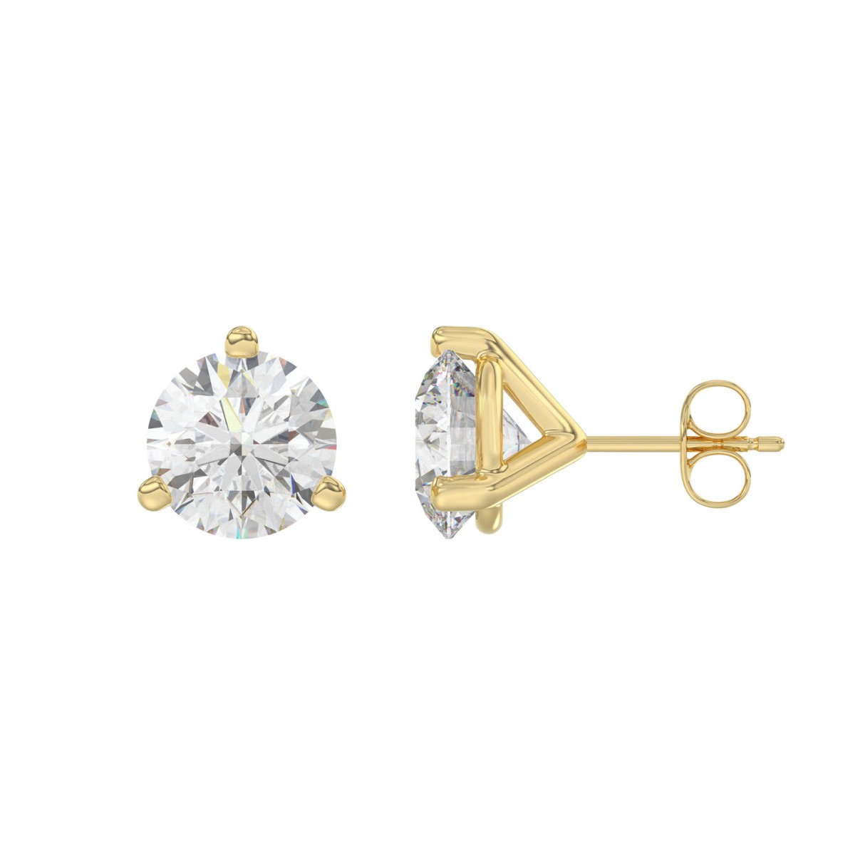 Luxury 14K Yellow Gold 4.00ct Lab Grown Round Diamond Stud Earrings