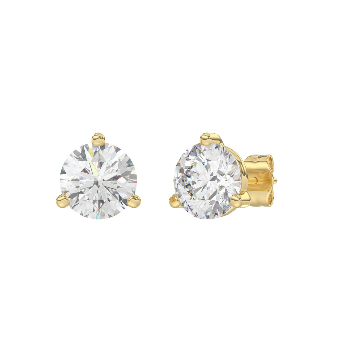 Luxury 14K Yellow Gold 4.00ct Lab Grown Round Diamond Stud Earrings