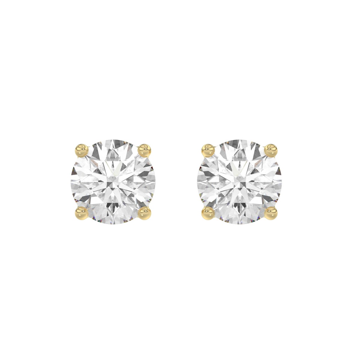 14K Yellow Gold 5.00 Ct Lab Grown Round Diamond Stud Earrings Brilliant Cut Diamond Earrings For Women