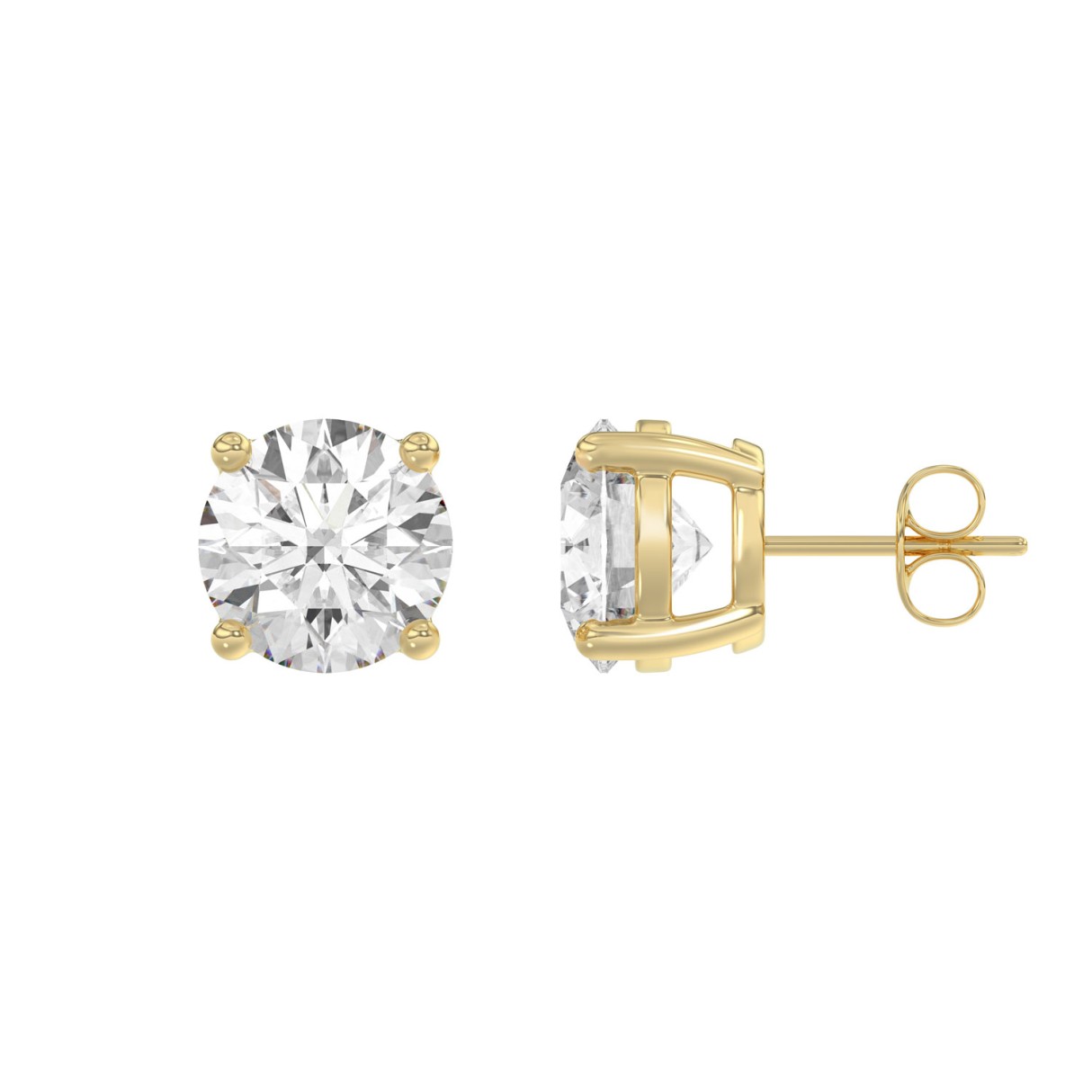 14K Yellow Gold 5.00 Ct Lab Grown Round Diamond Stud Earrings Brilliant Cut Diamond Earrings For Women