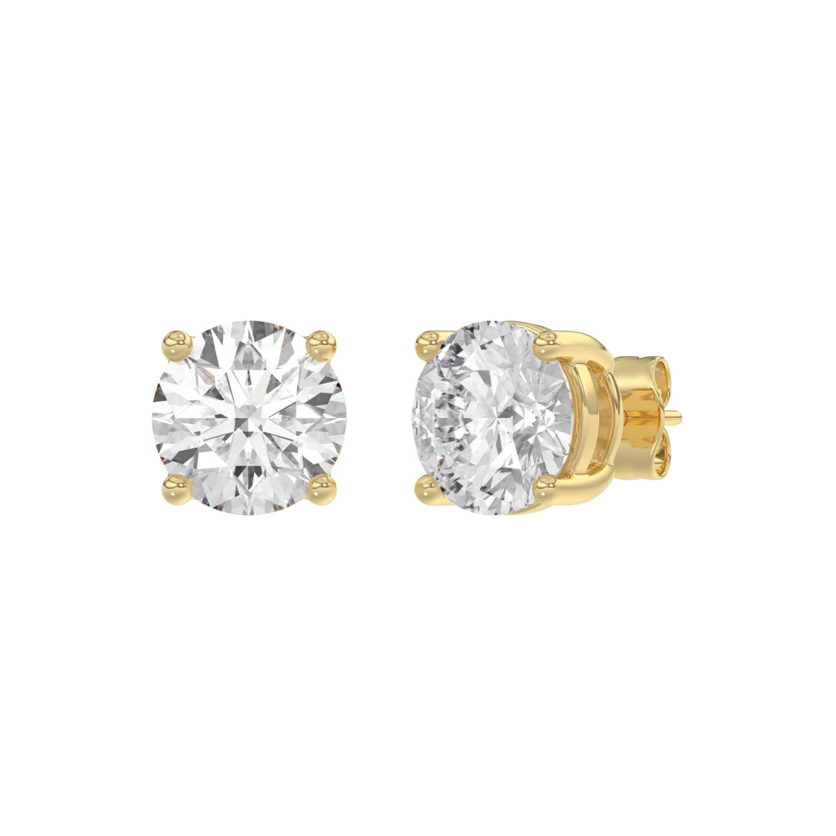 14K Yellow Gold 5.00 Ct Lab Grown Round Diamond Stud Earrings Brilliant Cut Diamond Earrings For Women