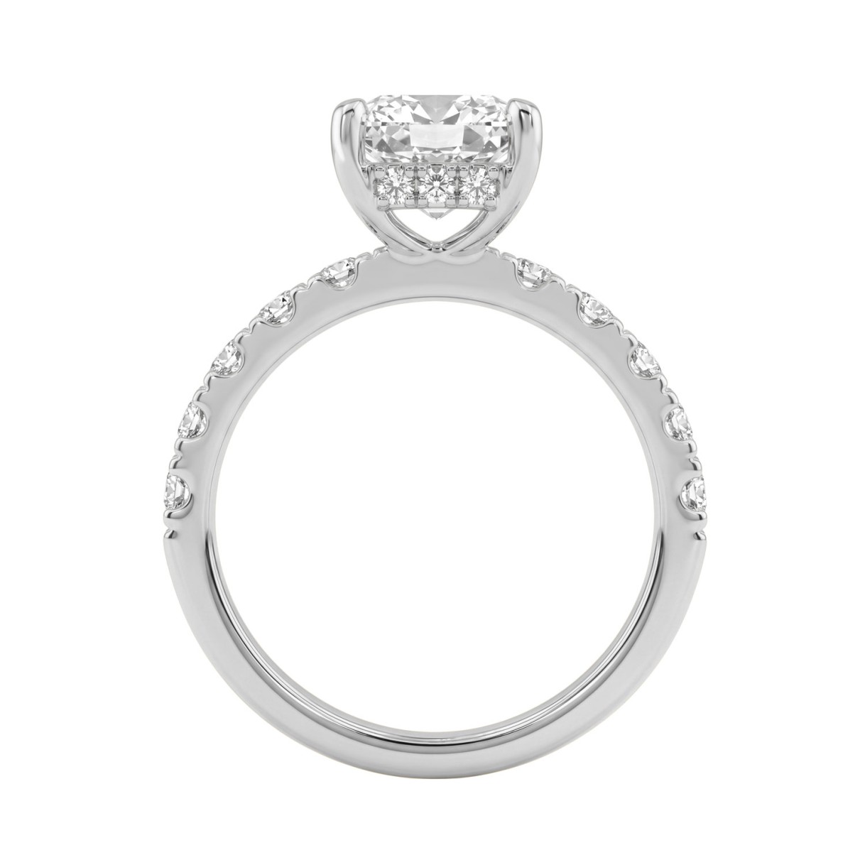 Elegant 14K White Gold Ladies Ring With 4.00Ct Round And Radiant Diamonds In A Sparkling Hidden Halo Ring 3.00Ct Radiant Center Stone (Color F-G -Clarity Vs1/Vs2)