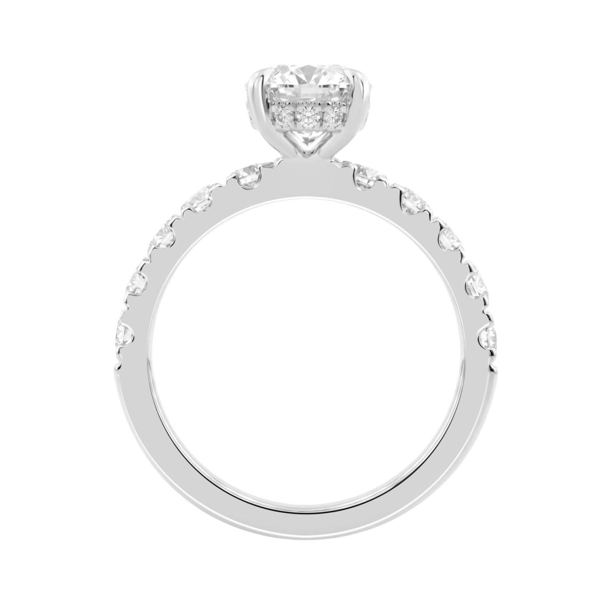 Luxury 14K White Gold 3.00Ct Oval Cut Diamond Ladies Hidden Halo Ring With Round Diamonds 2.00Ct Oval Center Stone (Color F-G -Clarity Vs1/Vs2)