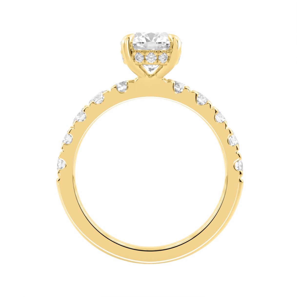 Luxury 14K Yellow Gold 3.00Ct Oval Cut Diamond Ladies Hidden Halo Ring With Round Diamonds 2.00Ct Oval Center Stone (Color F-G -Clarity Vs1/Vs2)