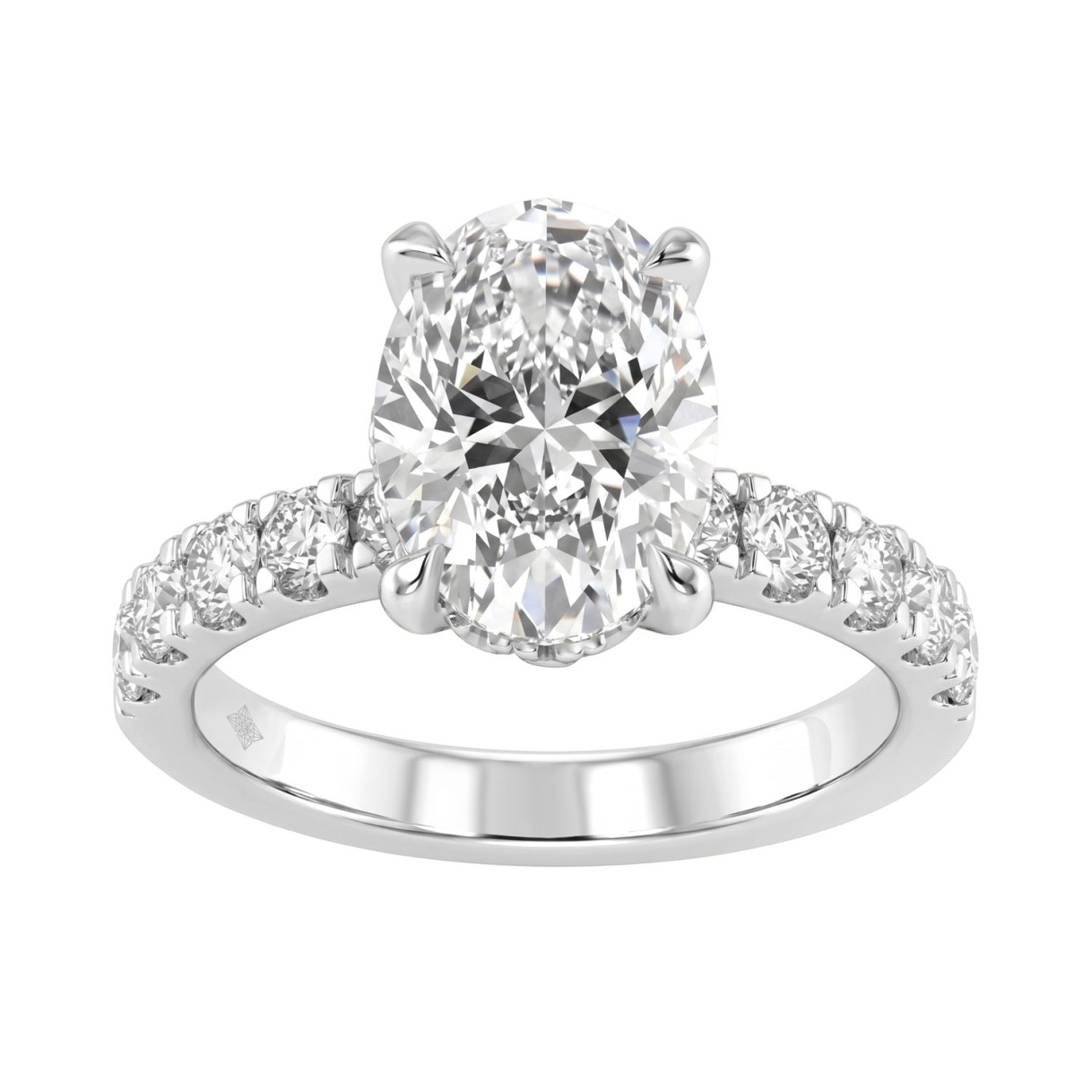 Luxury 14K White Gold 4.00Ct Oval Cut Diamond Ladi...