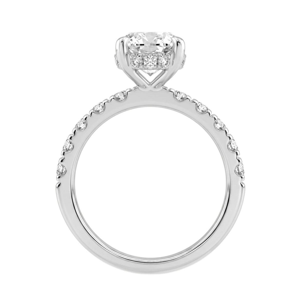 Luxury 14K White Gold 4.00Ct Oval Cut Diamond Ladies Hidden Halo Ring With Round Diamonds 3.00Ct Oval Center Stone (Color F-G -Clarity Vs1/Vs2)