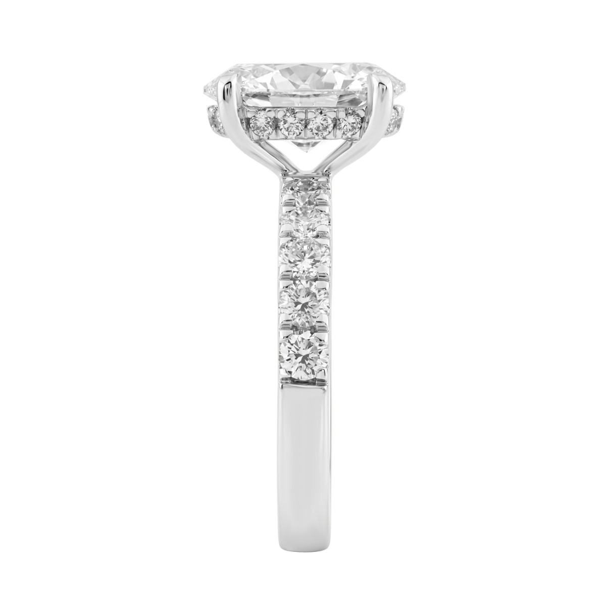 Luxury 14K White Gold 4.00Ct Oval Cut Diamond Ladies Hidden Halo Ring With Round Diamonds 3.00Ct Oval Center Stone (Color F-G -Clarity Vs1/Vs2)