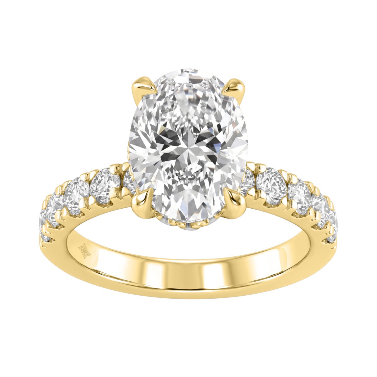 Luxury 14K Yellow Gold 4.00Ct Oval Cut Diamond Lad...