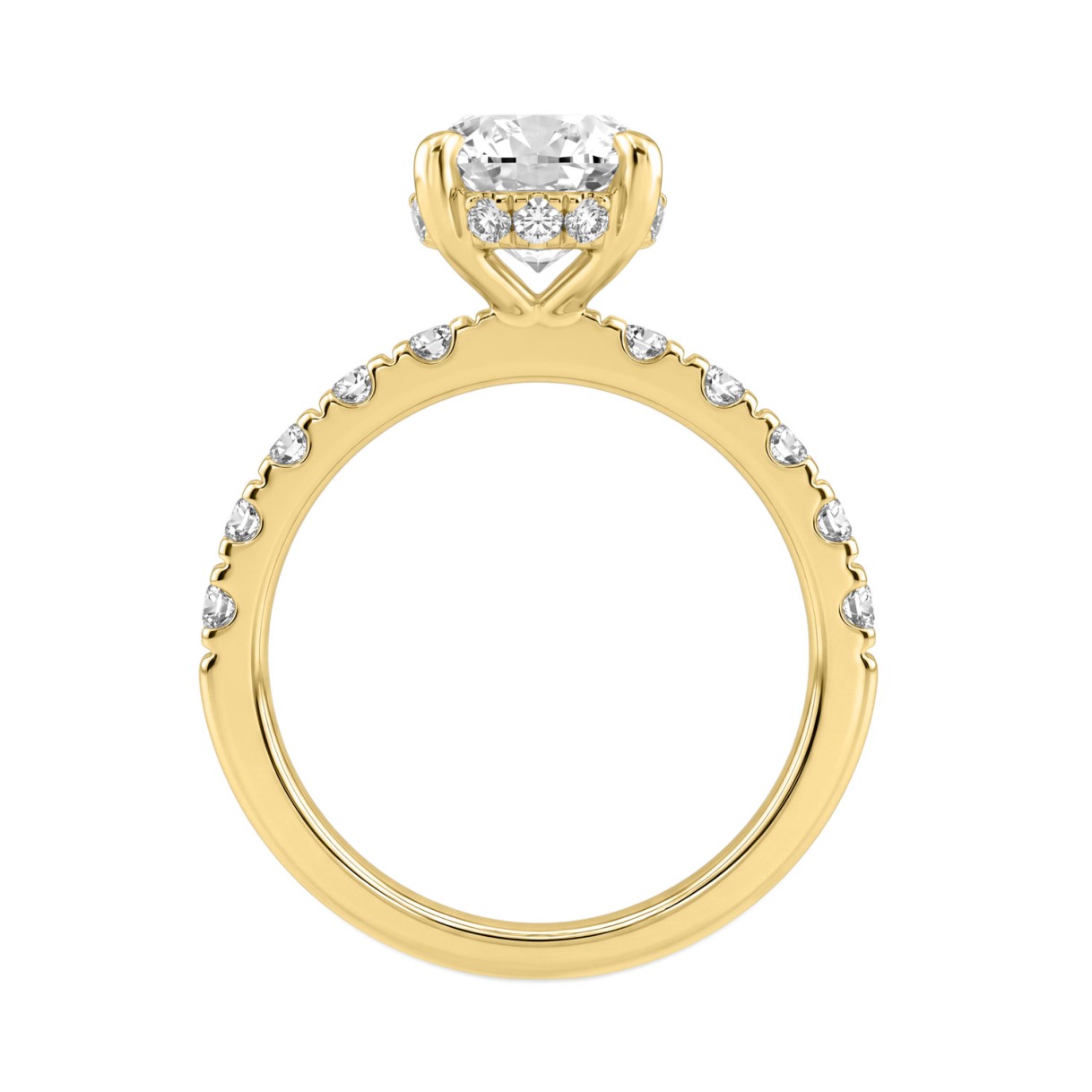 Luxury 14K Yellow Gold 4.00Ct Oval Cut Diamond Ladies Hidden Halo Ring With Round Diamonds 3.00Ct Oval Center Stone (Color F-G -Clarity Vs1/Vs2)