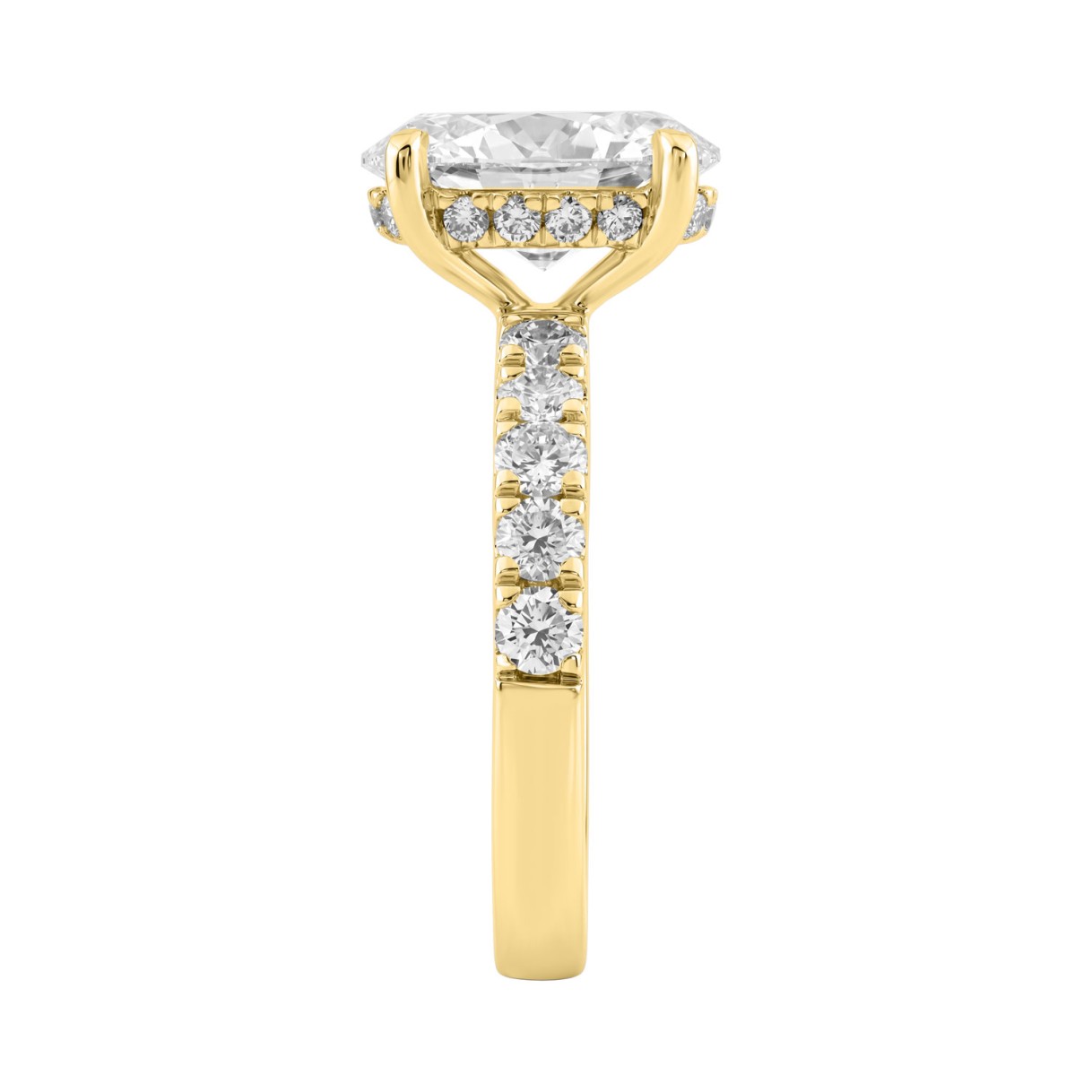 Luxury 14K Yellow Gold 4.00Ct Oval Cut Diamond Ladies Hidden Halo Ring With Round Diamonds 3.00Ct Oval Center Stone (Color F-G -Clarity Vs1/Vs2)