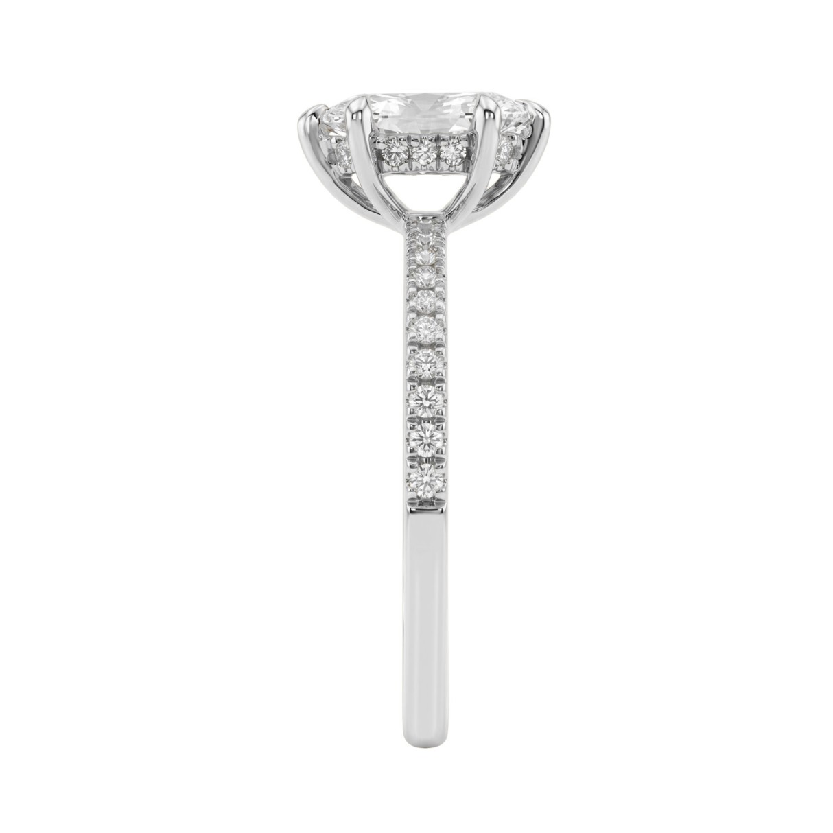 Elegant 14K White Gold 1.00Ct Marquise Cut Diamond Ladies Hidden Halo Ring With Round Diamonds 3/4Ct Marquise Center Stone (Color F-G -Clarity Vs1/Vs2)