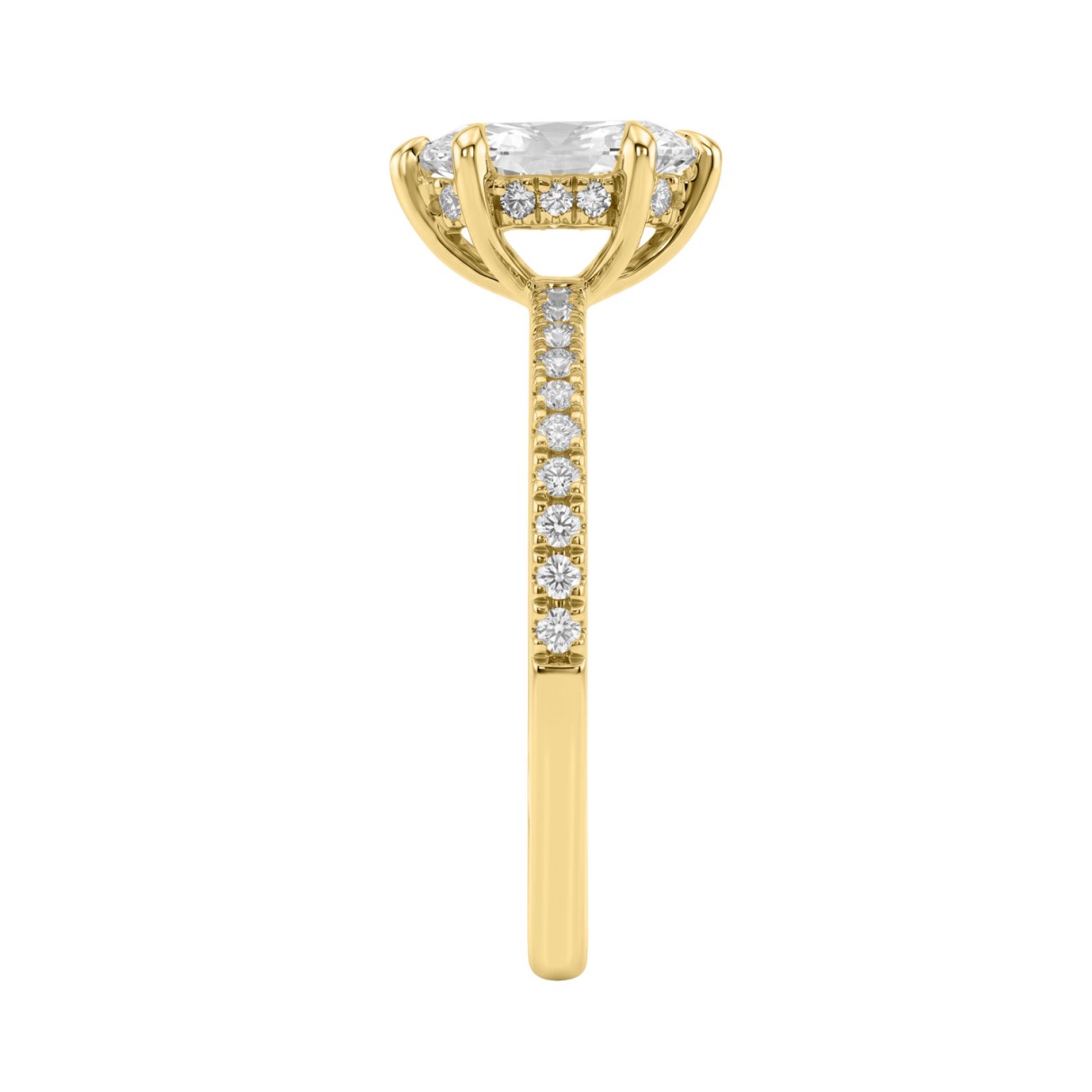Elegant 14K Yellow Gold 1.00Ct Marquise Cut Diamond Ladies Hidden Halo Ring With Round Diamonds 3/4Ct Marquise Center Stone (Color F-G -Clarity Vs1/Vs2)
