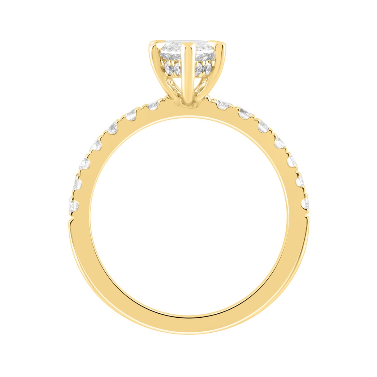 Elegant 14K Yellow Gold 2.00Ct Marquise Cut Diamond Ladies Hidden Halo Ring With Round Diamonds 1 1/2Ct Marquise Center Stone (Color F-G -Clarity Vs1/Vs2)