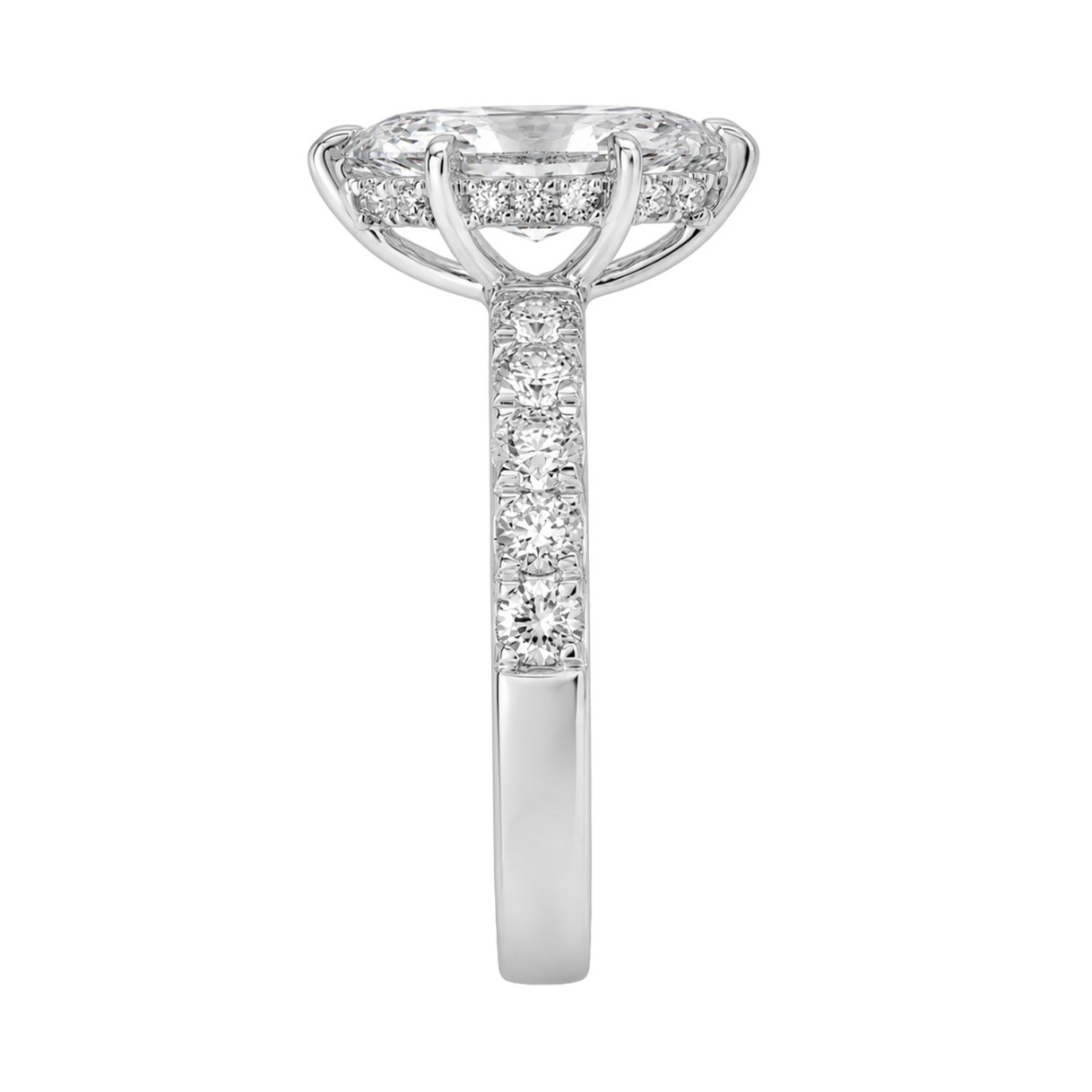 Elegant 14K White Gold 3.00Ct Marquise Cut Diamond Ladies Hidden Halo Ring With Round Diamonds 2.00Ct Marquise Center Stone (Color F-G -Clarity Vs1/Vs2)