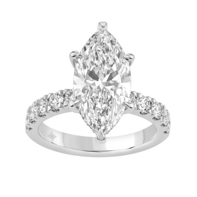 Elegant 14K White Gold 5.00Ct Marquise Cut Diamond Ladies Hidden Halo Ring With Round Diamonds 4.00Ct Marquise Center Stone (Color F-G -Clarity Vs1/Vs2)