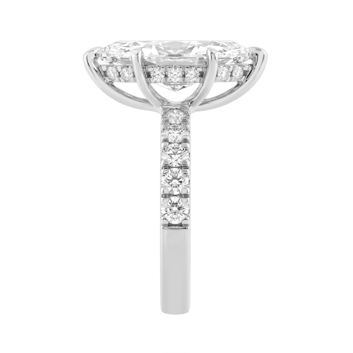 Elegant 14K White Gold 5.00Ct Marquise Cut Diamond Ladies Hidden Halo Ring With Round Diamonds 4.00Ct Marquise Center Stone (Color F-G -Clarity Vs1/Vs2)