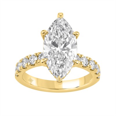 Elegant 14K Yellow Gold 5.00Ct Marquise Cut Diamond Ladies Hidden Halo Ring With Round Diamonds 4.00Ct Marquise Center Stone (Color F-G -Clarity Vs1/Vs2)