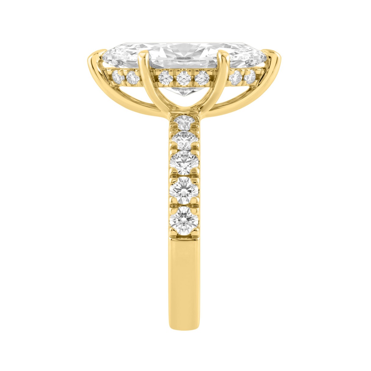 Elegant 14K Yellow Gold 5.00Ct Marquise Cut Diamond Ladies Hidden Halo Ring With Round Diamonds 4.00Ct Marquise Center Stone (Color F-G -Clarity Vs1/Vs2)
