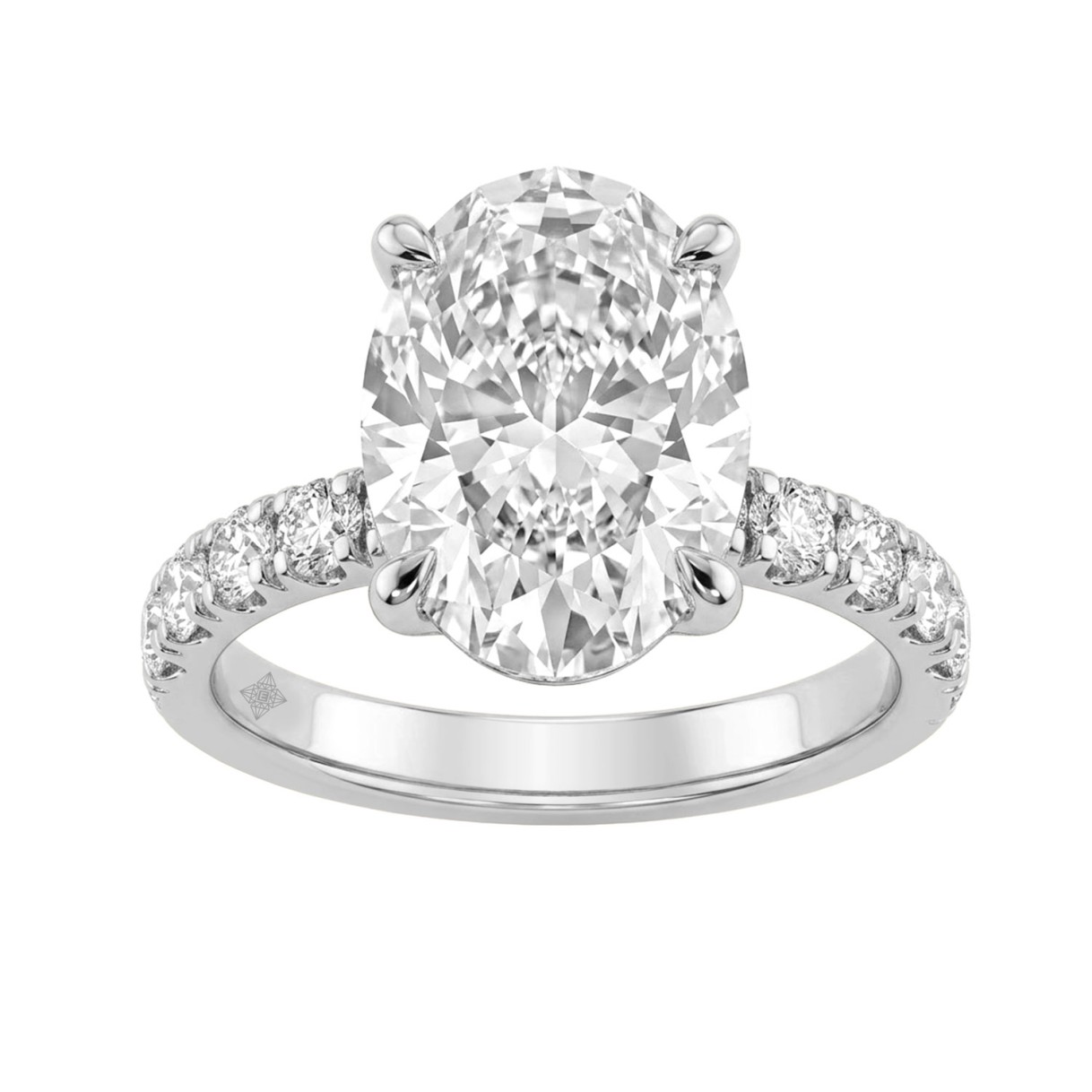 Stunning 14K White Gold Hidden Halo Ring Featuring...