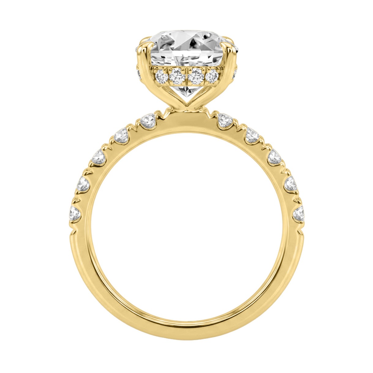 Stunning 14K Yellow Gold Hidden Halo Ring Featuring 6.00Ct Round And Oval Diamonds Crafted For Extraordinary Brilliance And Elegance 5.00Ct Oval Center Stone (Color F-G -Clarity Vs1/Vs2)