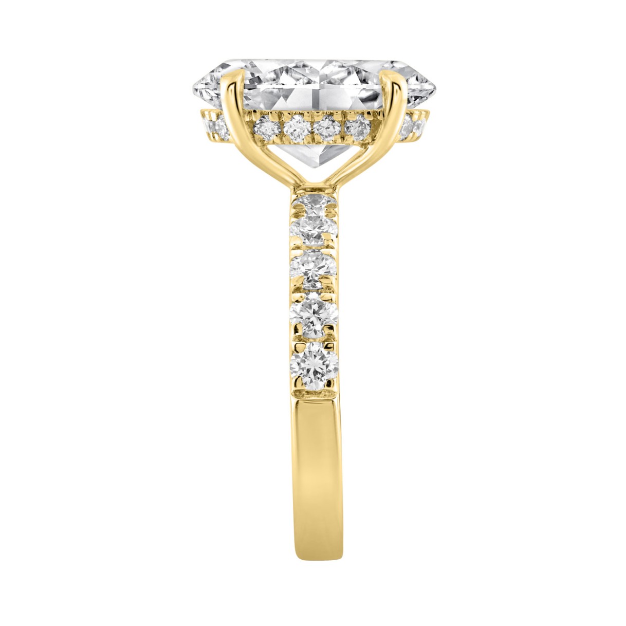 Stunning 14K Yellow Gold Hidden Halo Ring Featuring 6.00Ct Round And Oval Diamonds Crafted For Extraordinary Brilliance And Elegance 5.00Ct Oval Center Stone (Color F-G -Clarity Vs1/Vs2)