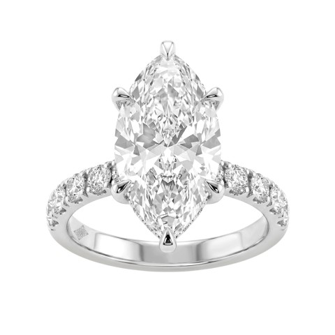 Elegant 14K White Gold 6.00Ct Marquise Cut Diamond Ladies Hidden Halo Ring With Round Diamonds 5.00Ct Marquise Center Stone (Color F-G -Clarity Vs1/Vs2)