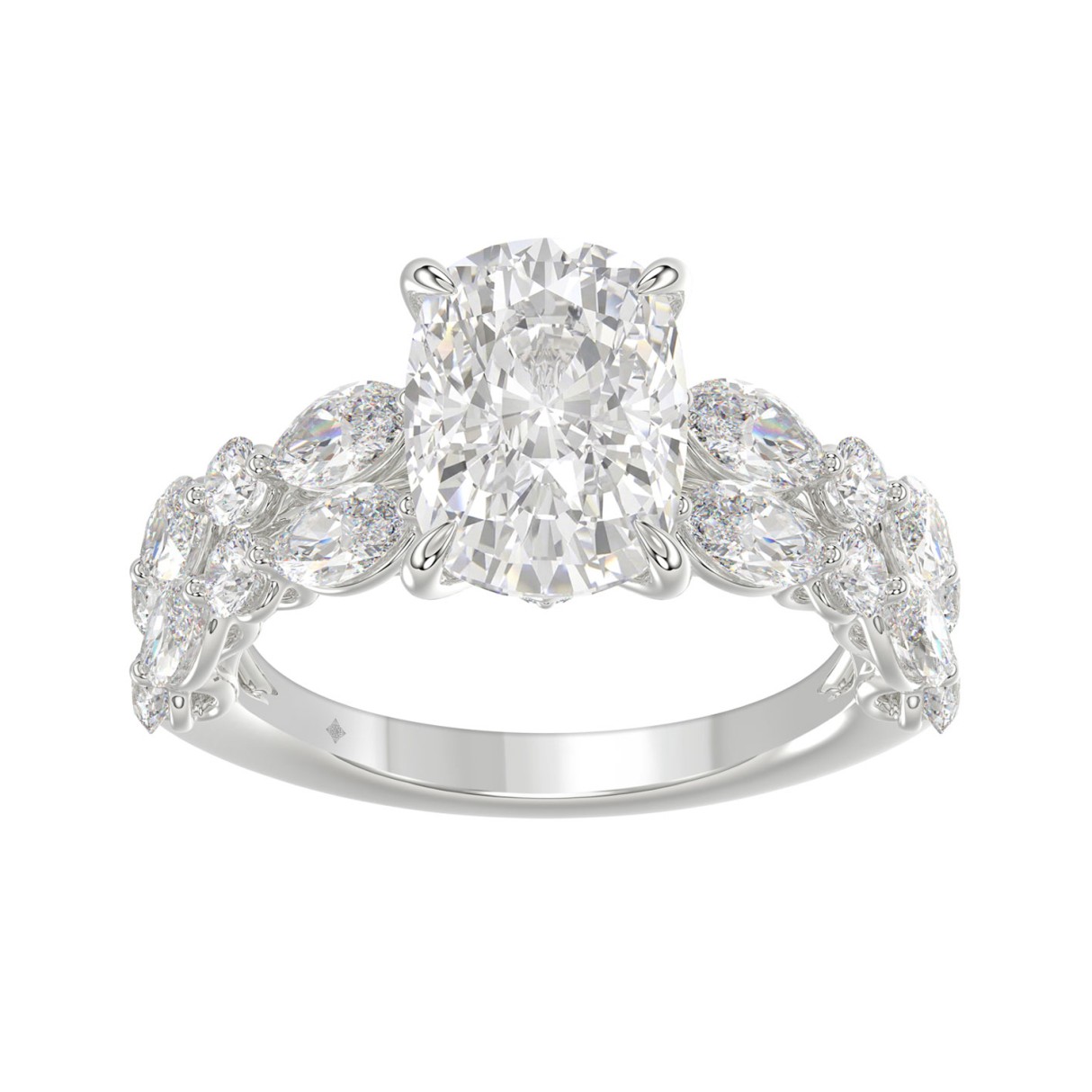 Real 14K White Gold 5 5/8CT Cushion, Marquise & Ro...