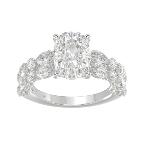 Real 14K White Gold 5 5/8CT Cushion, Marquise & Round Lab-Grown Diamond Ladies Engagement Ring (Color F-G -Clarity VS1/VS2) Real 14K White Gold 5 5/8CT Cushion, Marquise & Round Lab-Grown Diamond Ladies Engagement Ring (Color F-G -Clarity VS1/VS2)