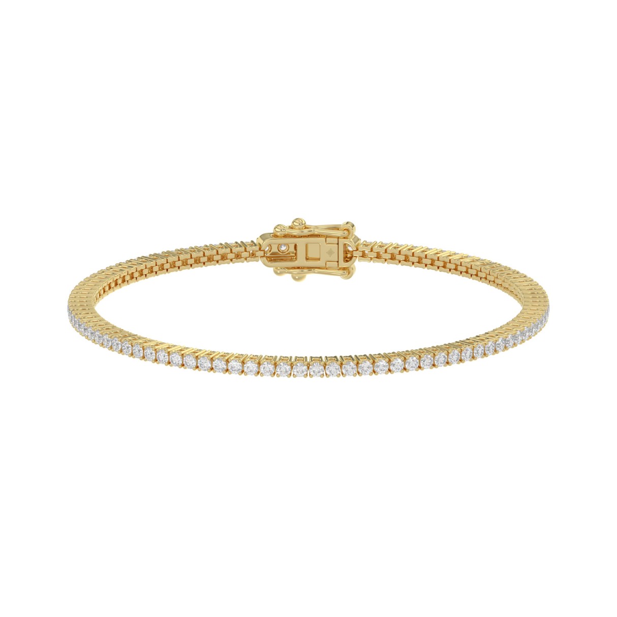 14K Yellow Gold 2.00CT Round Diamond Four-Prong Tennis Bracelet For Women Classic Diamond Bracelet