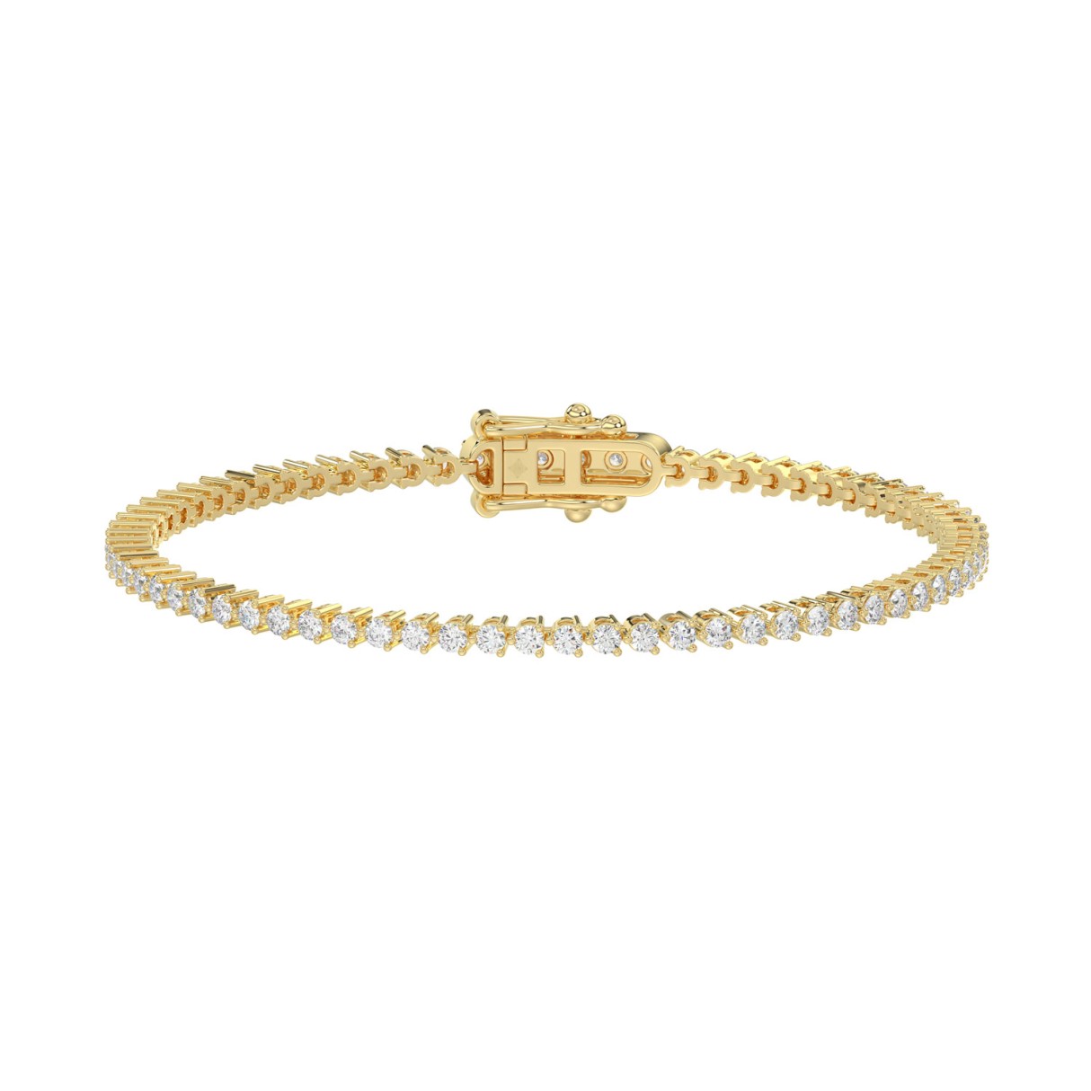 14K Yellow Gold 2.00CT Round Diamond Three-Prong Tennis Bracelet For Women Classic Diamond Bracelet